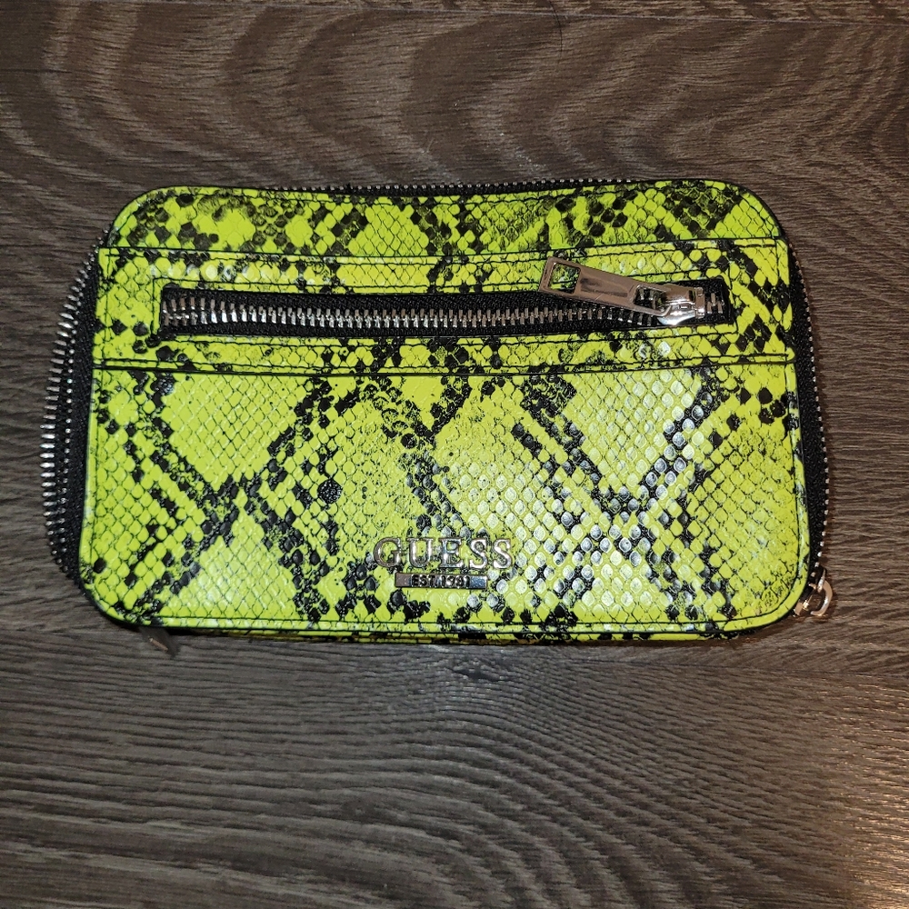 Guess hand purse, snake skin print